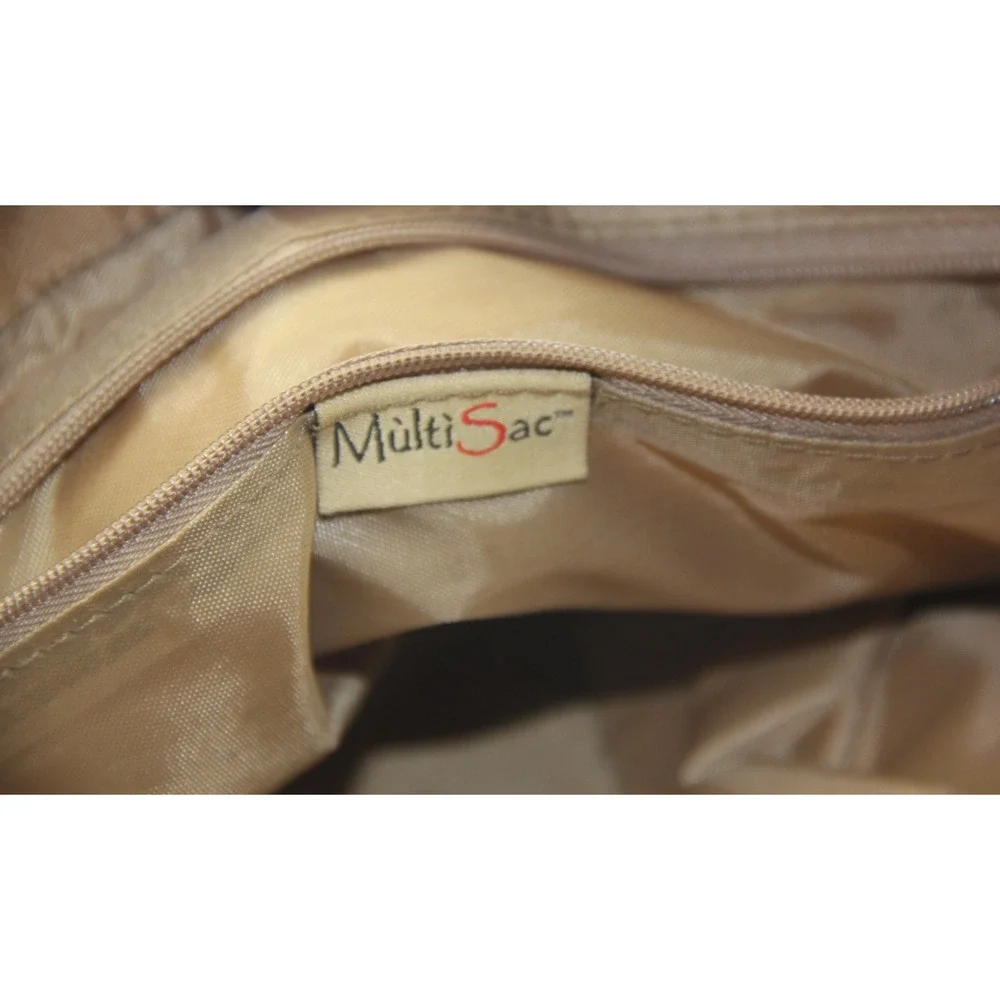 MultiSac Shoulder Purse Laptop Bag Tan Leather Look Several Compartments Classic